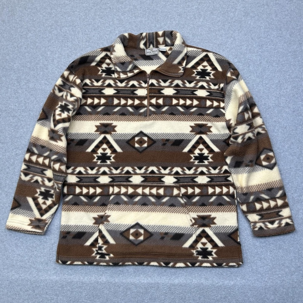 Open‎ Trails Pullover Womens Large Aztec Tribal Fleece Half Zip Southwestern Top